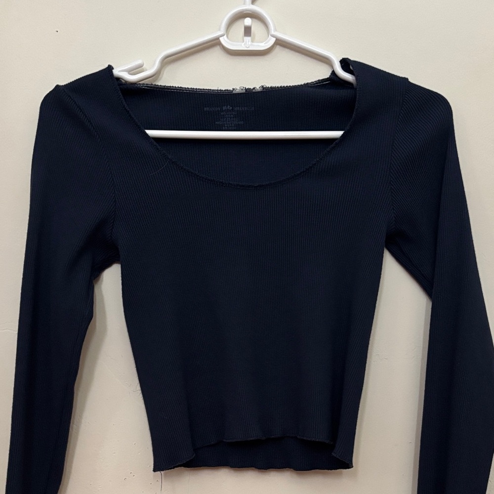 Navy Blue Long Sleeve Top